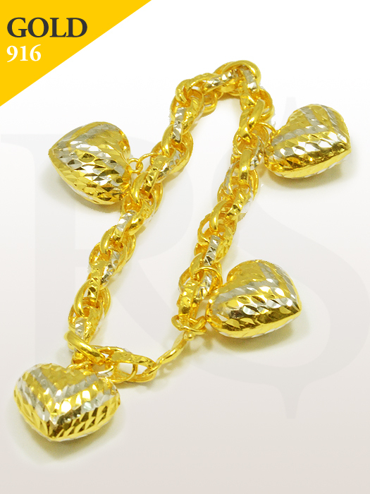 Bracelet Heart Charms 916 Gold 25.65 gram | Buy Silver ...