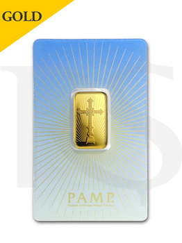 in Assay .9999 Fine 1 oz PAMP Suisse Gold Bar Romanesque Cross